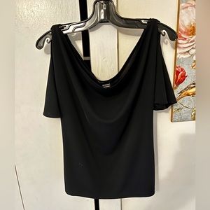 New York and Company Black Cold Shoulder Cowl Neck Blouse